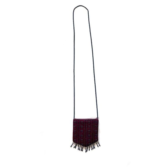 Beaded Velvet Evening Bag, magenta 5 x 6 inches - Picture 3 of 9